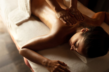 Woman getting massage at a spa