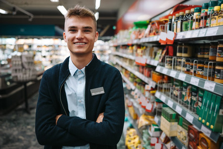 Young grocery store worker