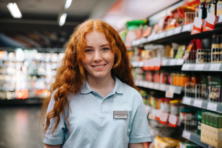 Female trainee in a supermarket