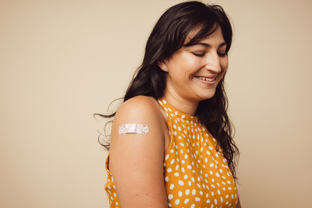 Woman after receiving vaccination