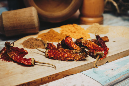 Still life of exotic and hot spices