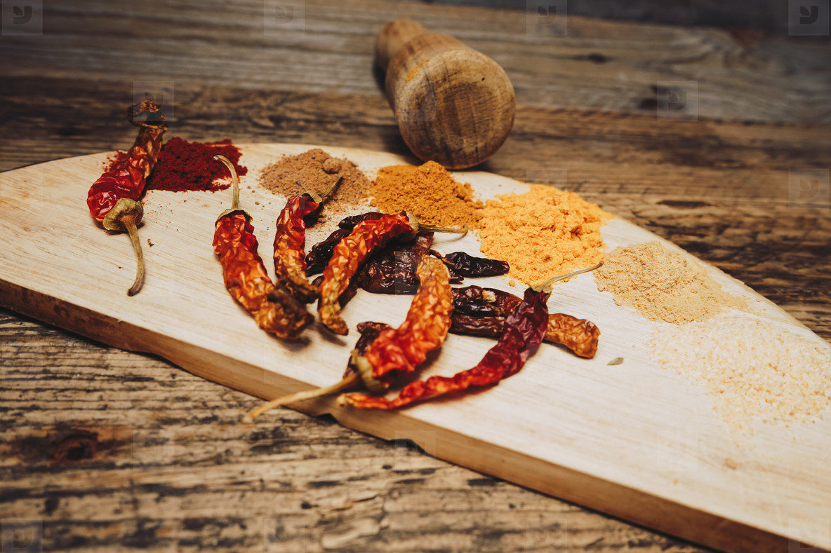 Still life of exotic and hot spices