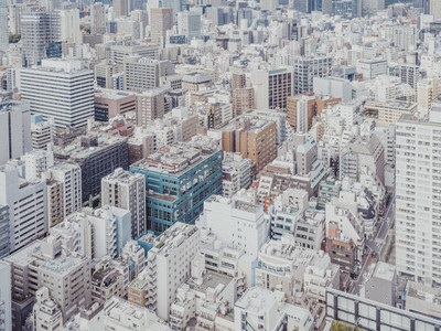 Aerial view buildings and cityscape Tokyo Japan