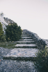 elongated stone stairs that ascend to the sky