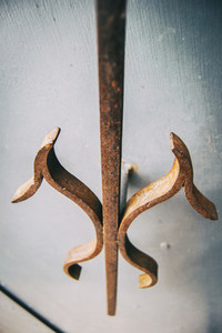 detail of an old wrought iron doorknob