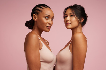 Two women with beautiful skin