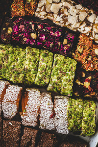 Turkish traditional lokum sweet delight wallpaper  texture  background  top view