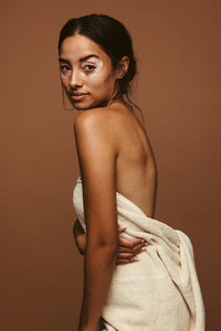 Portrait of woman in bath towel
