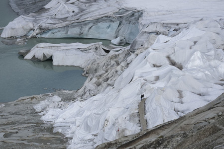 Glacier covered with protective plastic Switzerland