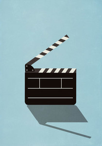 Film slate on blue background