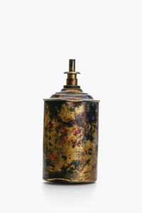 Close up vintage brass benzine dispenser