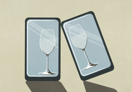 Virtual champagne glasses on device screens