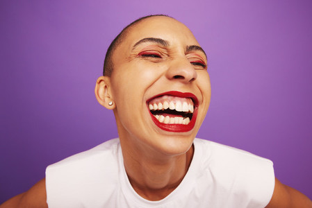 Funny portrait of a cheerful woman
