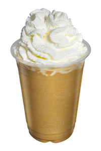 Cappuccino or Latte Coffee Smoothies with whip cream topping on