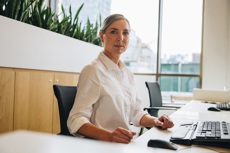 Businesswoman looking at camera in office