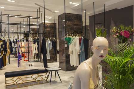 Mannequin and clothing in department store