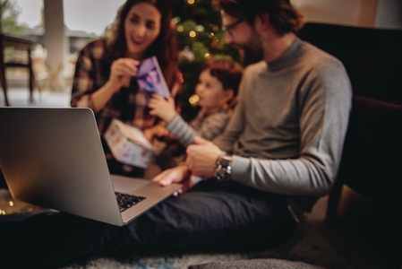 Connecting with family over video call during Christmas