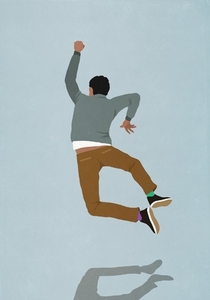 Happy man jumping for joy
