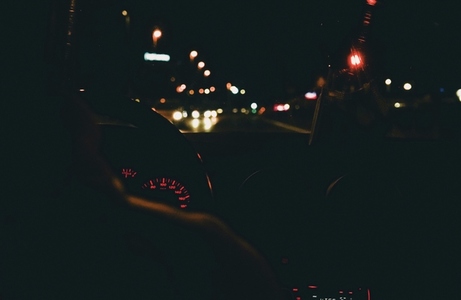 Night images of driving in the city