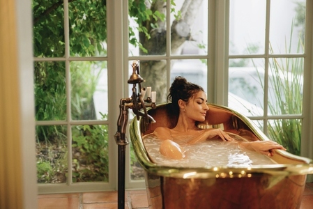 Relaxing bath at a luxury spa resort