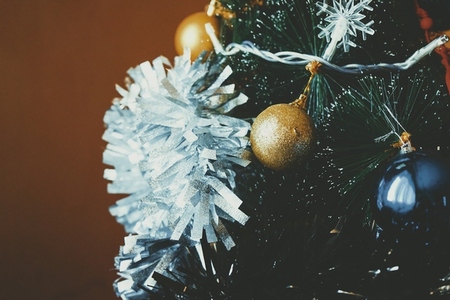 Details of christmas decoration over a christmas tree