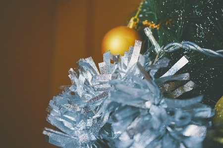 Details of christmas decoration over a christmas tree