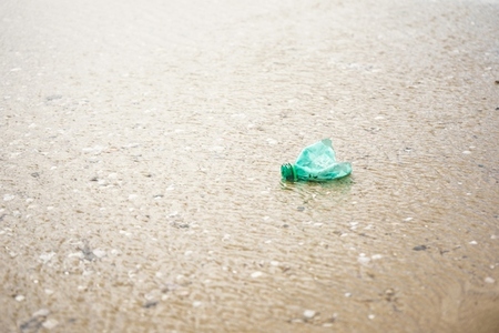 Plastic and microplastic in the sand beach