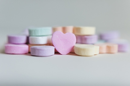 Colorful Candy Hearts Close Up
