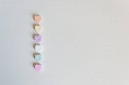 Colorful Candy Hearts in a Row