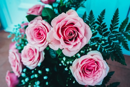 Beautiful bouquet of pink roses