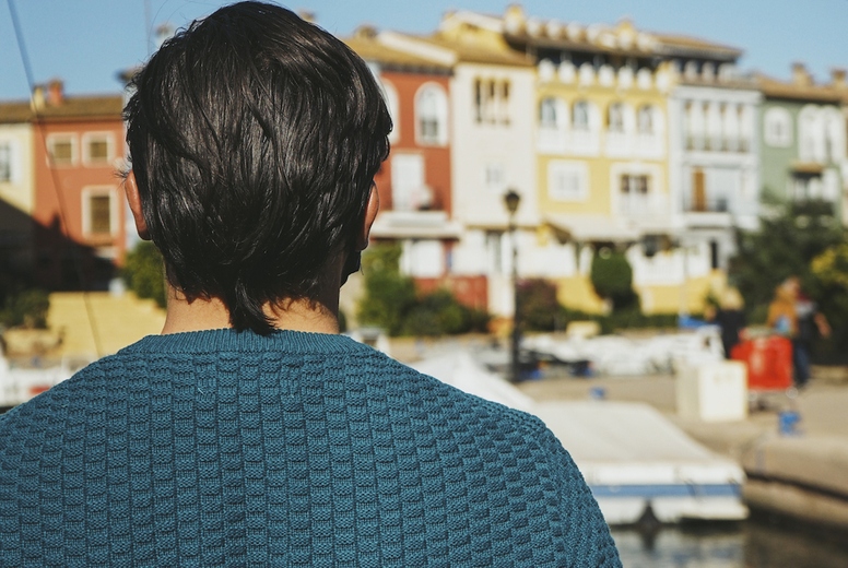 young man enyoing his holidays in Alboraya, Valencia, Spain