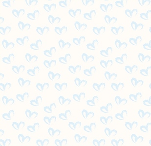 Seamless pattern of hand drawn hearts in pastel blue color on beige and neutral background