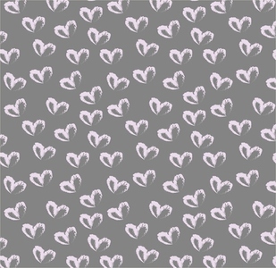 Seamless pattern of hand drawn hearts in pastel rose color on gray background