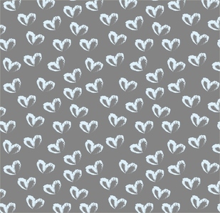 Seamless pattern of hand drawn hearts in pastel blue color on gray background
