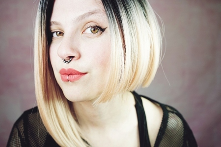 Atractive young and punk woman with ombre hairstyle