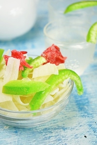 Dried fruits and dried aloe vera with cold soda