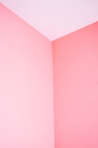 Minimal details in white in a pink room