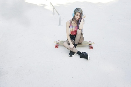 Teen skater woman