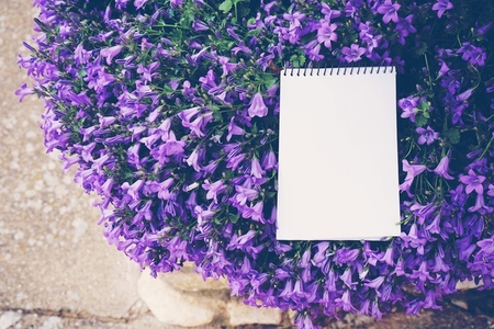 Mockup with purple floral pattern