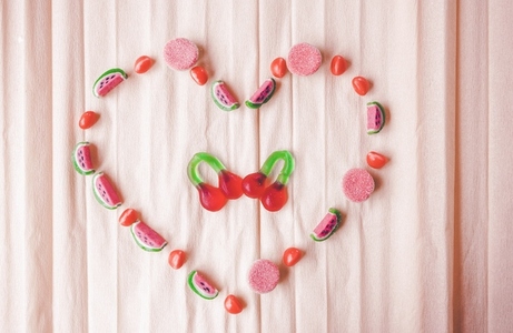 Heart shape doing with jelly beans