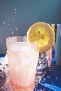 Fresh decoration of a drink in a party in a pub with natural lig