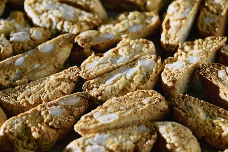 Close up Italian Cantuccini cookies with nuts