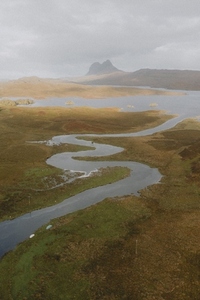 Scenic view winding river in remote landscape