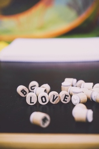 Love word doing with letter wooden stamp