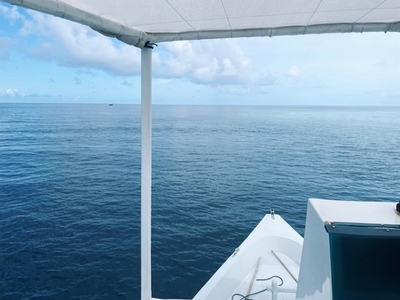 View from white boat in open ocean