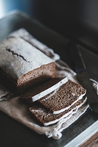 Healthy rye Swedish bread cut in slices over kitchen counter