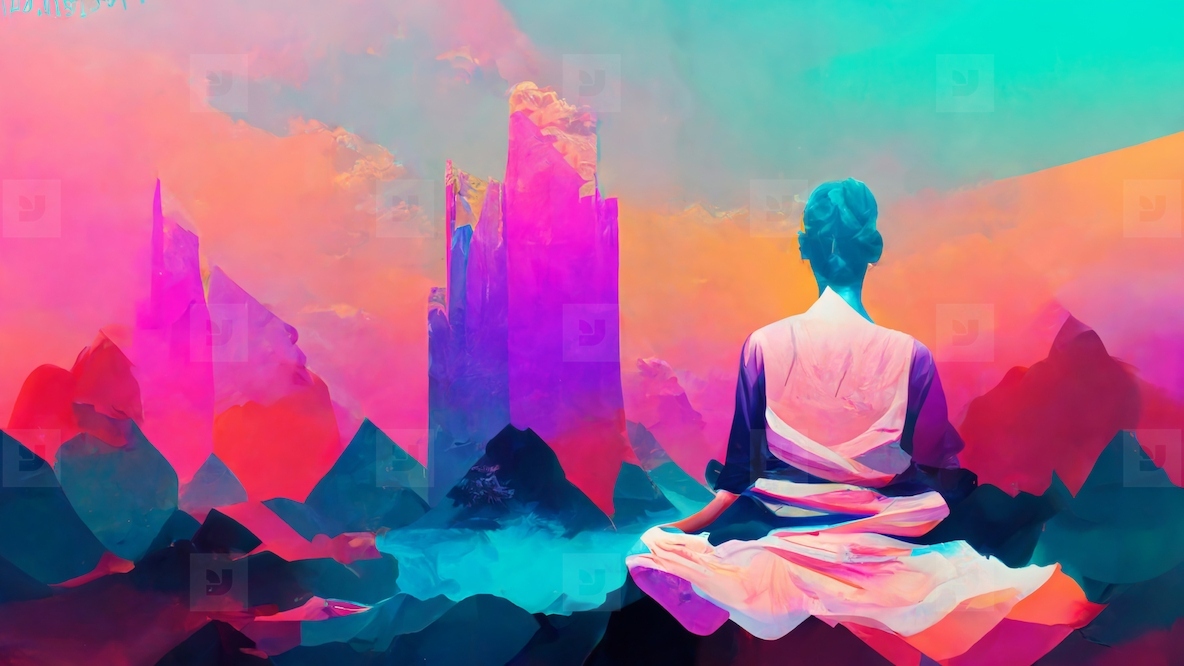 Abstract digital art paint meditation enlightenment background,
