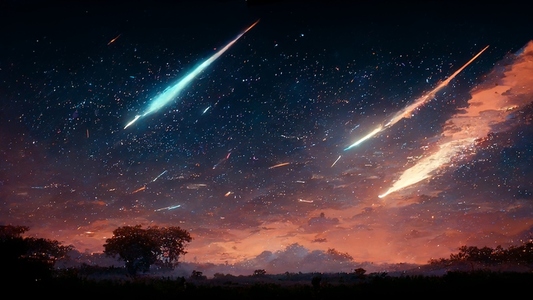 Meteor star trails on night sky background fantasy  digital art