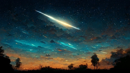 Meteor star trails on night sky background fantasy  digital art
