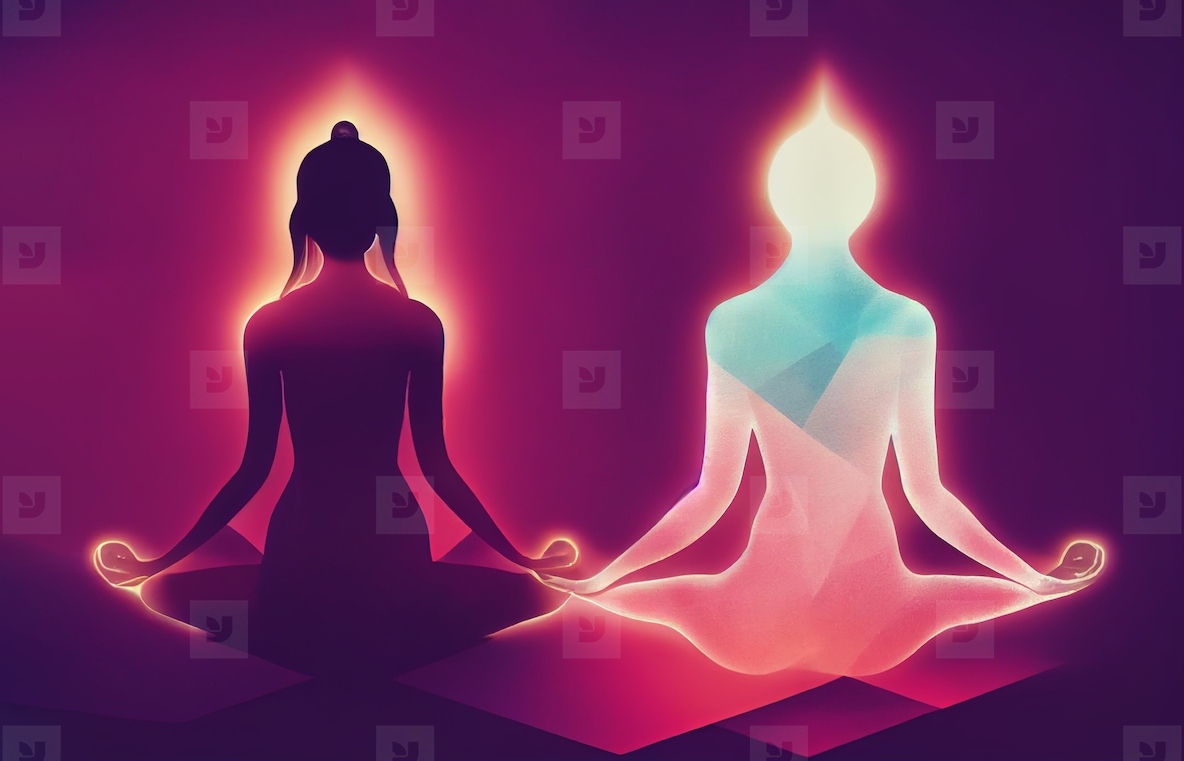 Abstract digital art meditation enlightenment background,  illus